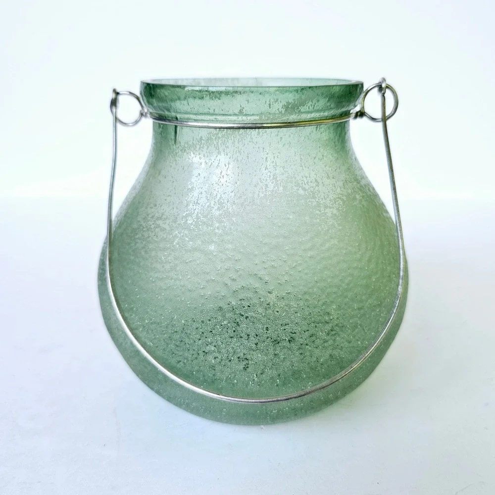 Pottery Barn‎ Frosted Seaglass Votive Candle Holder Mouth Blown Glass - M860.2
